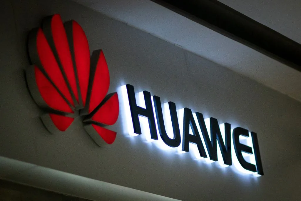 A Huawei logo at a retail store in Beijing on May 23, 2019. (Fred Dufour/AFP/Getty Images)