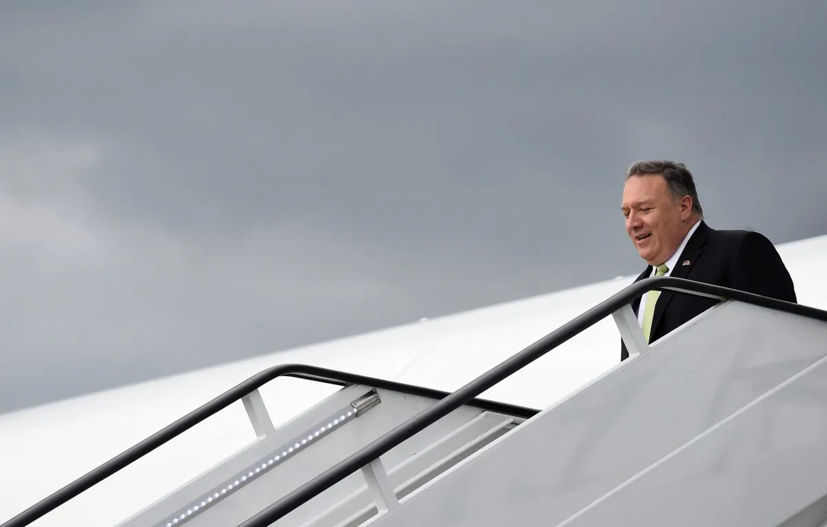 U.S. Secretary of State Mike Pompeo arrives at Stansted Airport near London, Britain on June 3, 2019. (Clodagh Kilcoyne/Reuters)