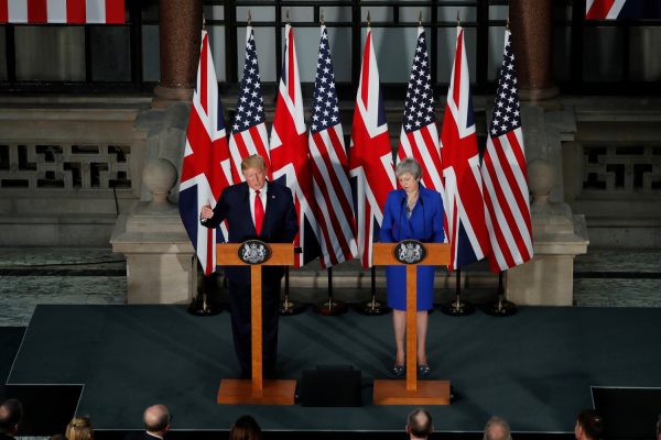 President Donald Trump and Britain's Prime Minister Theresa May hold a joint news conference