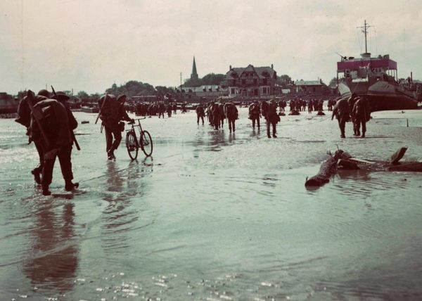 Some of the most vivid film footage of the D-Day landings 75-years ago was shot by a Canadian military film unit using technology obtained from U.S. allies. Canadian soldiers land on a Normandy, France beach during the D-Day invasion June 6, 1944. (Department of National Defence/The Canadian Press)