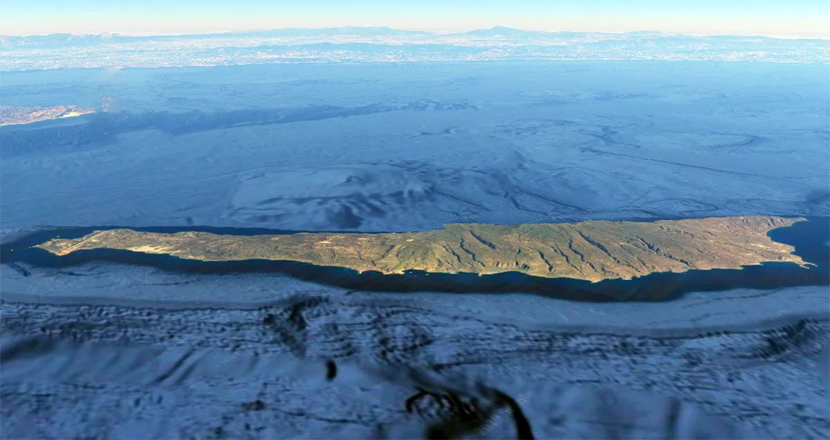 A satellite image of San Clemente Island, 61 miles off the coast of San Cemente, Calif., in 2019. (Google Maps/Screenshot)