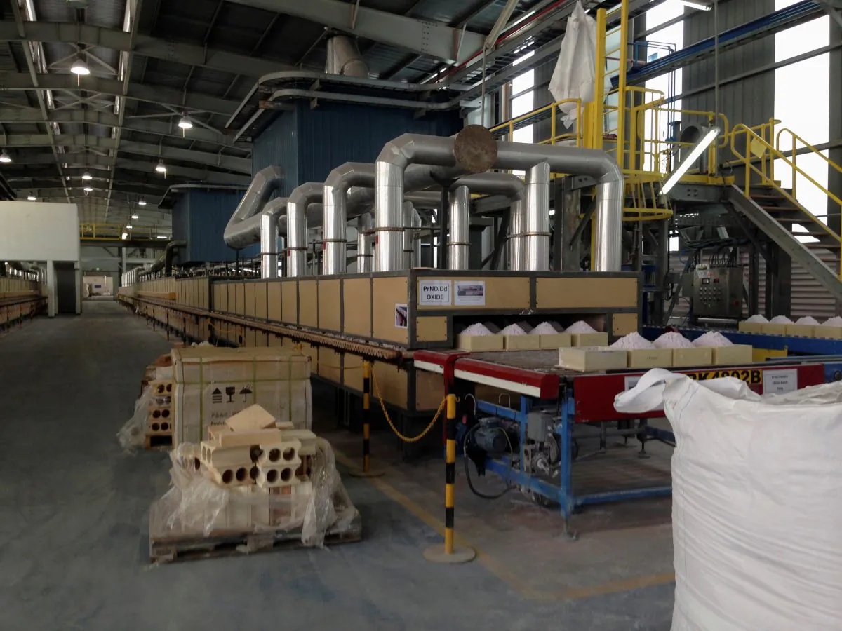 Rare earth oxides praseodymium and neodymium are pictured in the final stage of production at Lynas' Advanced Materials Plant in Gebeng, Malaysia on July 3, 2014. (Sonali Paul/Reuters)