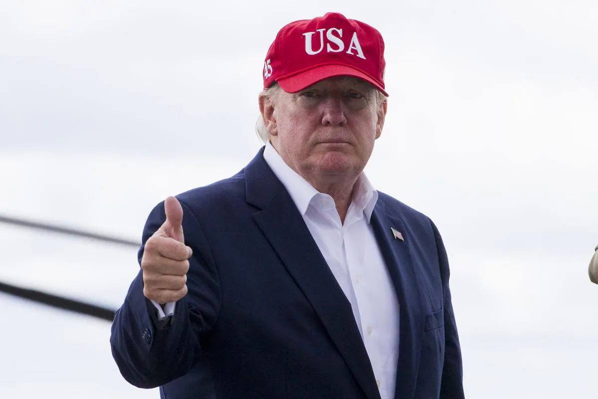 President Donald Trump gives thumbs up before departing Shannon Airport, in Shannon, Ireland, on June 7, 2019. (Alex Brandon/AP Photo)