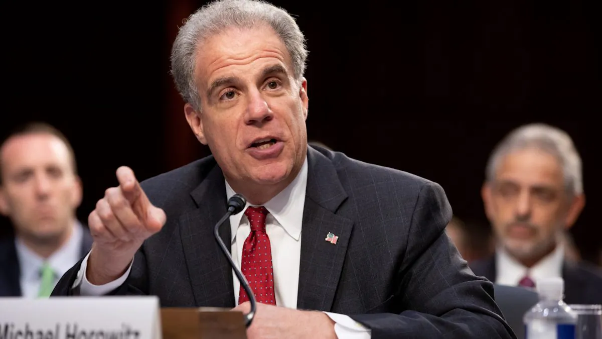 Michael Horowitz, Inspector General at the Department of Justice at a Senate hearing in Washington on June 18, 2018. (Samira Bouaou/The Epoch Times)