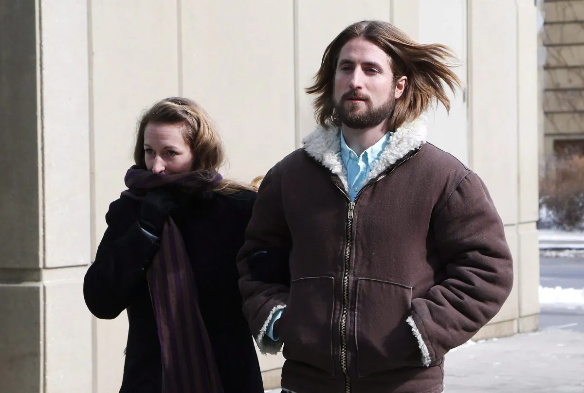 David and Collet Stephan leave for a break during their appeals trial in Calgary, AB. on March 9, 2017.  (Todd Korol/The Canadian Press)