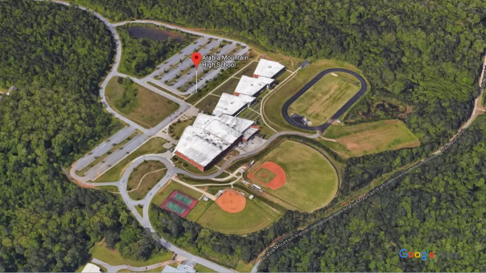 A 17-year-old cheerleading squad captain collapsed and died during a workout at Arabia Mountain High School in Lithonia, Ga., on June 10, 2019. (Google Maps)