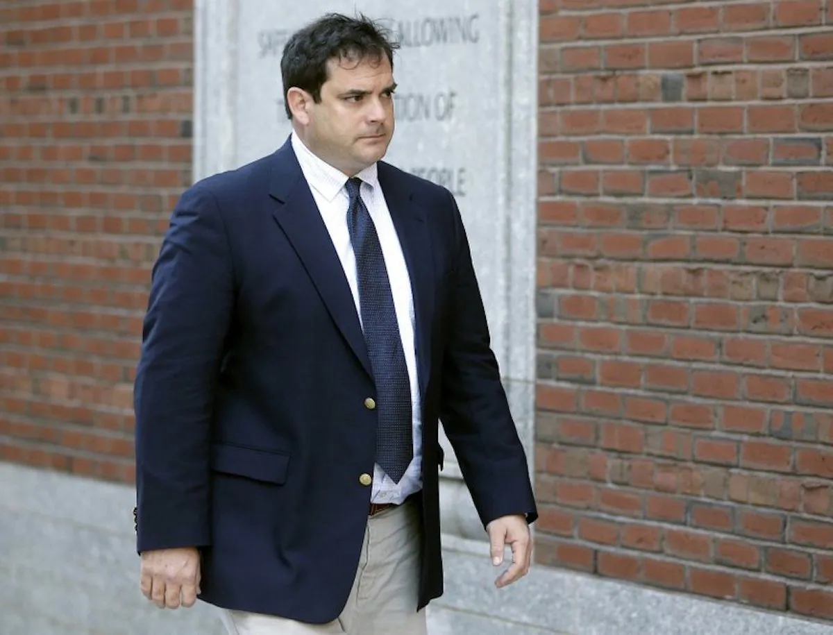 John Vandemoer, former head sailing coach at Stanford, arrives at federal court in Boston to plead guilty to charges in a nationwide college admissions bribery scandal, on March 12, 2019. (Steven Senne/AP Photo)