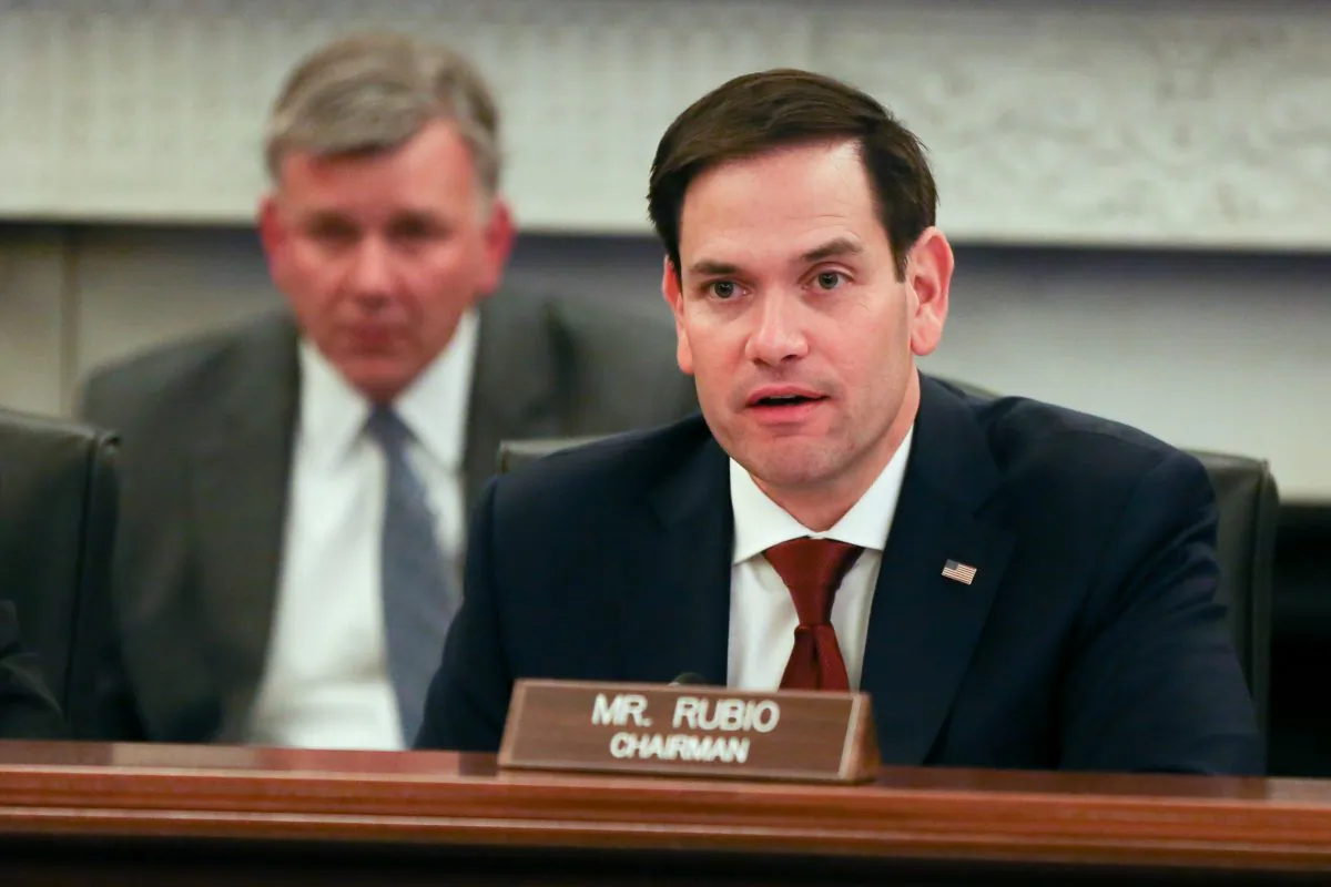 Sen. Marco Rubio (R-Fla.), speaks at Senate hearing in Washington on Feb. 27, 2019. (Jennifer Zeng/The Epoch Times)