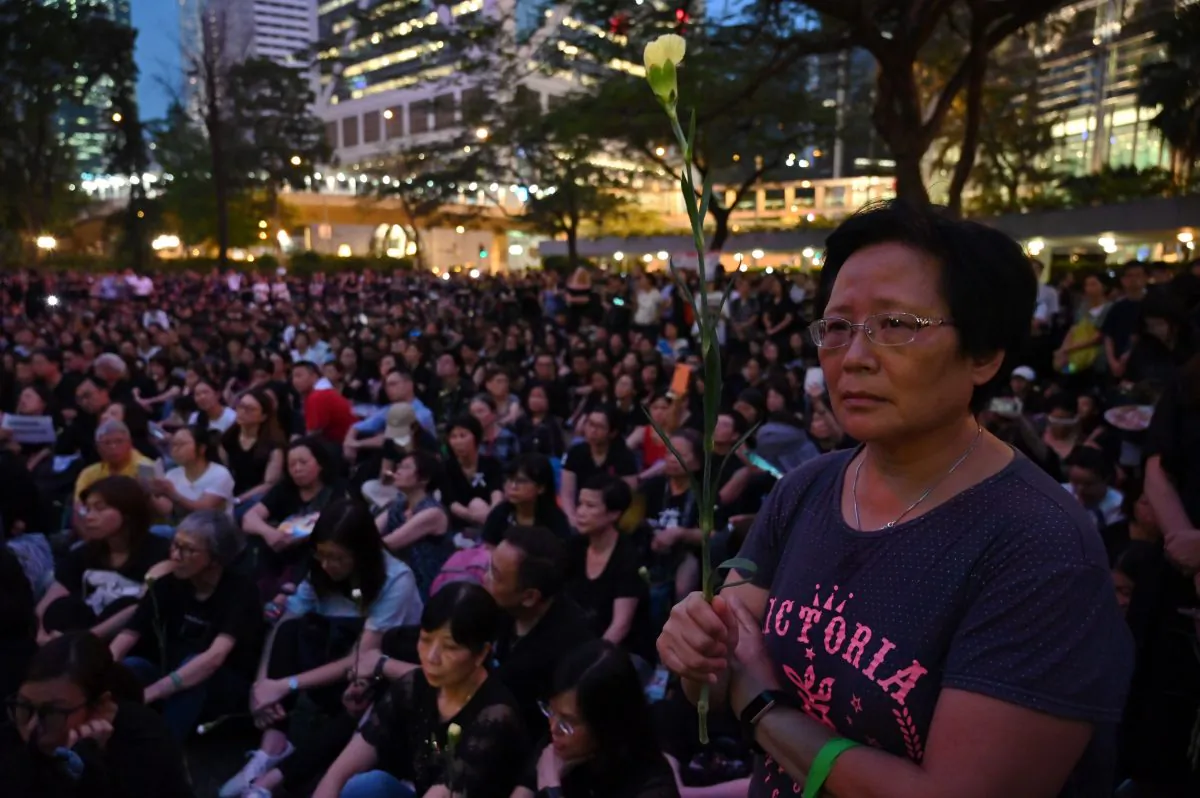 Protesters attend the “Hong Kong Mothers Anti-Extradition Rally”, in protest against actions of the city's police force in recent demonstrations against a proposed extradition bill, in Hong Kong on June 14, 2019. (HECTOR RETAMAL/AFP/Getty Images)