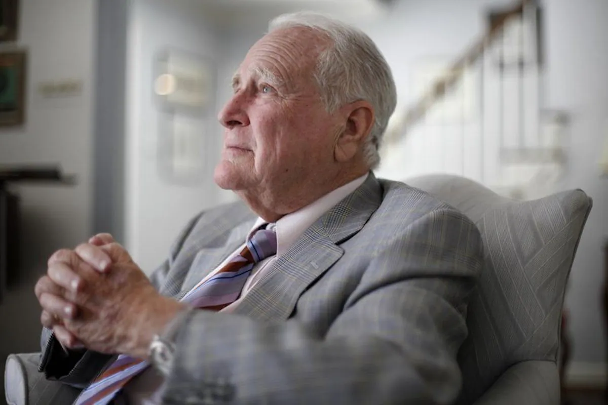 Lew Klein, who helped to create "American Bandstand," speaks during an interview in Jenkintown, Pa., on April 19, 2012. (Matt Rourke/AP Photo)