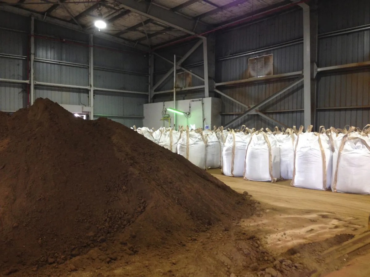 Rare earths dug up and processed into concentrate at Mount Weld in Western Australia, are pictured after being shipped to the Lynas plant in Gebeng, Malaysia, July 3, 2014. (Sonali Paul/Reuters)