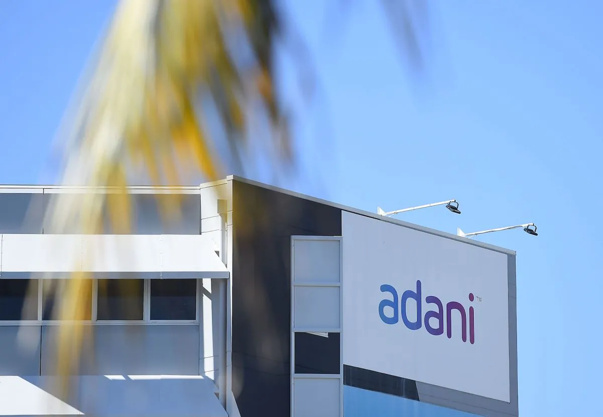 An Adani sign is seen displayed in Townsville, Australia, on May 5, 2019. (Ian Hitchcock/Getty Images)