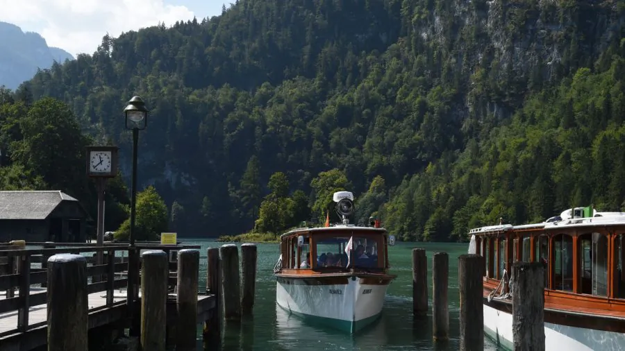 Excursion ships at the boat dock of lake Koenigssee Germany, on Aug. 8, 2018. (Christof Stache/ AFP/Getty Images)
