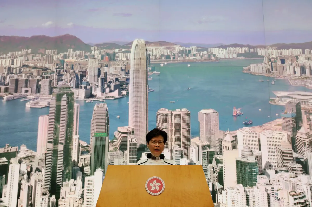 Hong Kong Chief Executive Carrie Lam speaks at a news conference in Hong Kong, China, on June 15, 2019. (Athit Perawongmetha/Reuters)