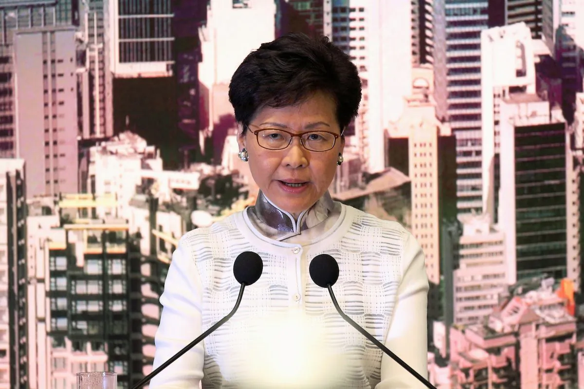 Hong Kong Chief Executive Carrie Lam speaks at a news conference in Hong Kong on June 15, 2019. (Athit Perawongmetha/Reuters)
