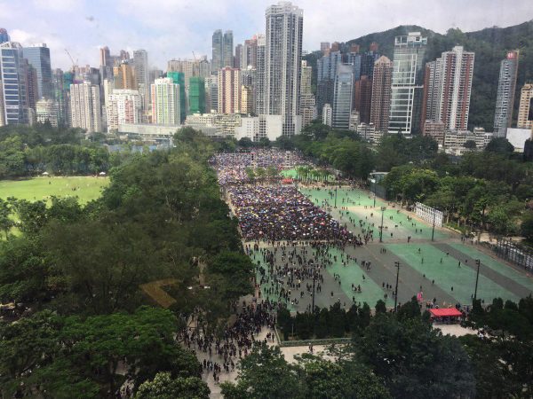 Protesters at Victoria Park hong kong