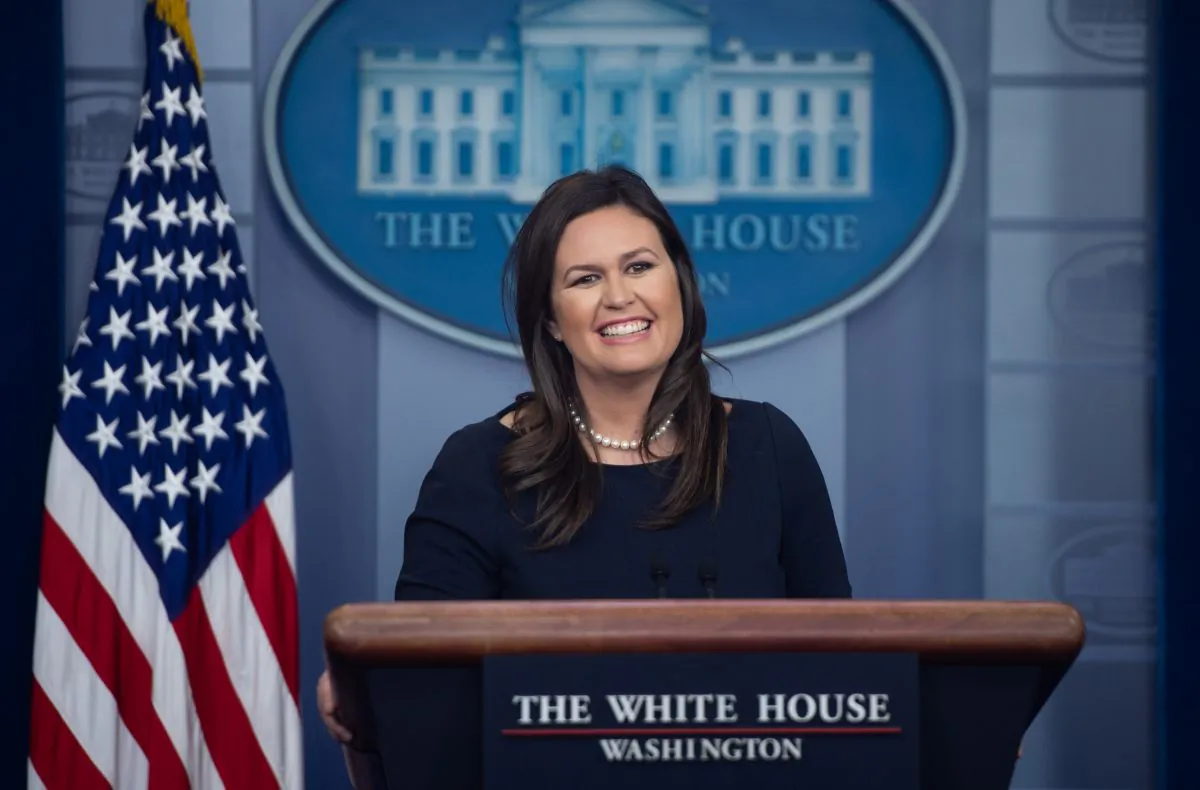 Former White House Press Secretary Sarah Huckabee Sanders seen here speaking during a press briefing at the White House in Washington, DC, on March 11, 2019. (Saul Loeb/AFP/Getty)