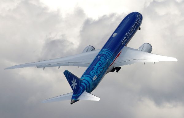 An Boeing 787-9 Dreamliner of Air Tahiti Nui company performs during the 53rd International Paris Air Show