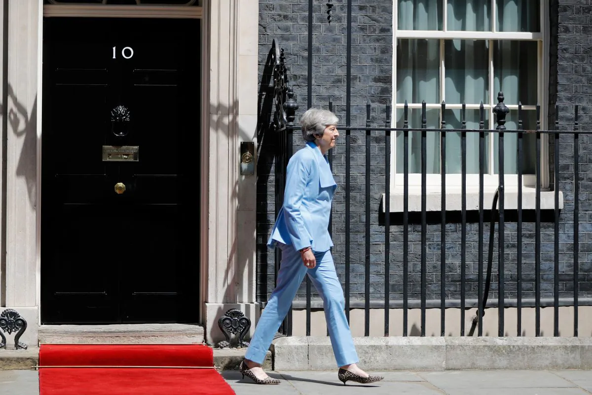 Britain's Prime Minister Theresa May walks out of 10 Downing street in London on June 17, 2019. (Tolga Akmen/AFP/Getty Images)