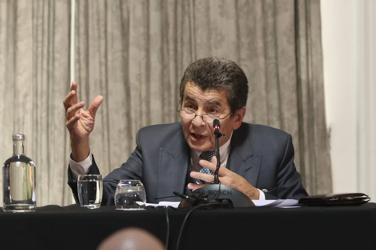 Sir Geoffrey Nice QC, chair of the China Tribunal, delivers the tribunal's judgment in London on June 17, 2019. (Justin Palmer)