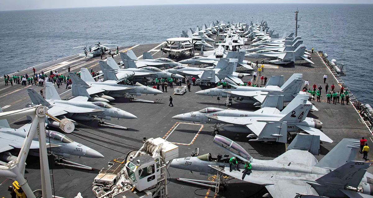 Flight deck of the U.S. aircraft carrier USS Abraham Lincoln in the Arabian Sea, on May 19, 2019. (Garrett LaBarge/U.S. Navy/Handout via Reuters)