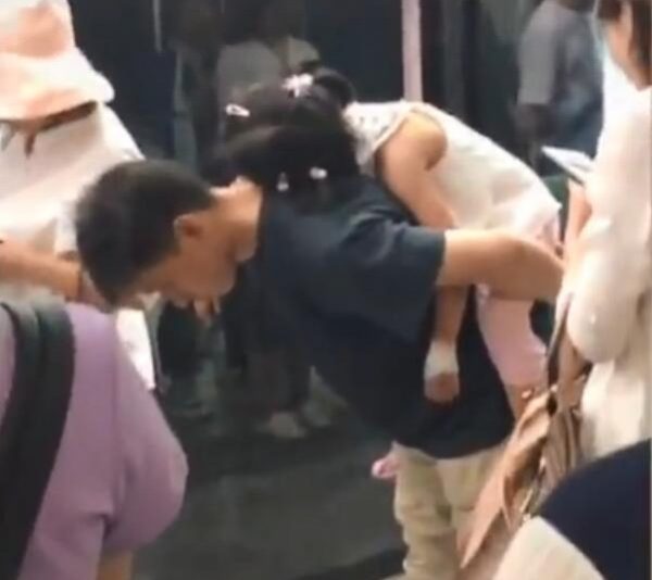 Father carry sleep daughter