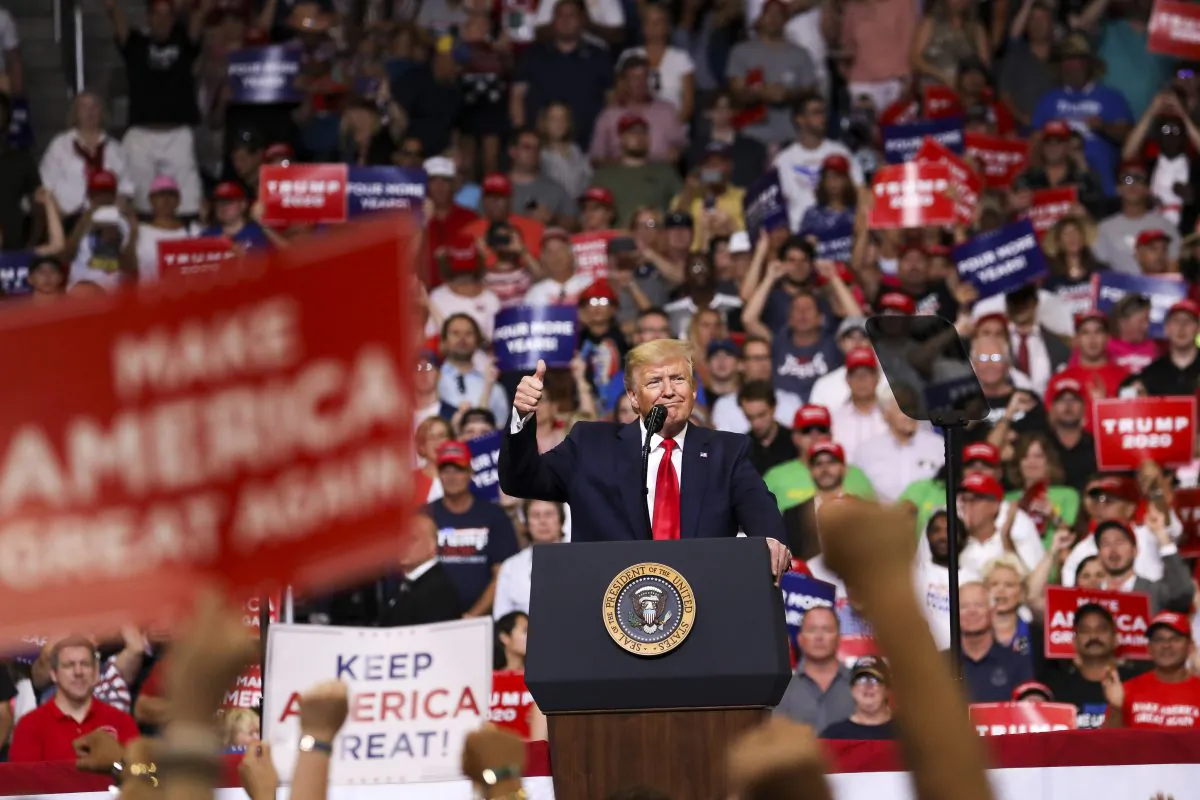 President Donald Trump at his 2020 re-election event in Orlando, Fla., on June 18, 2019. (Charlotte Cuthbertson/The Epoch Times)