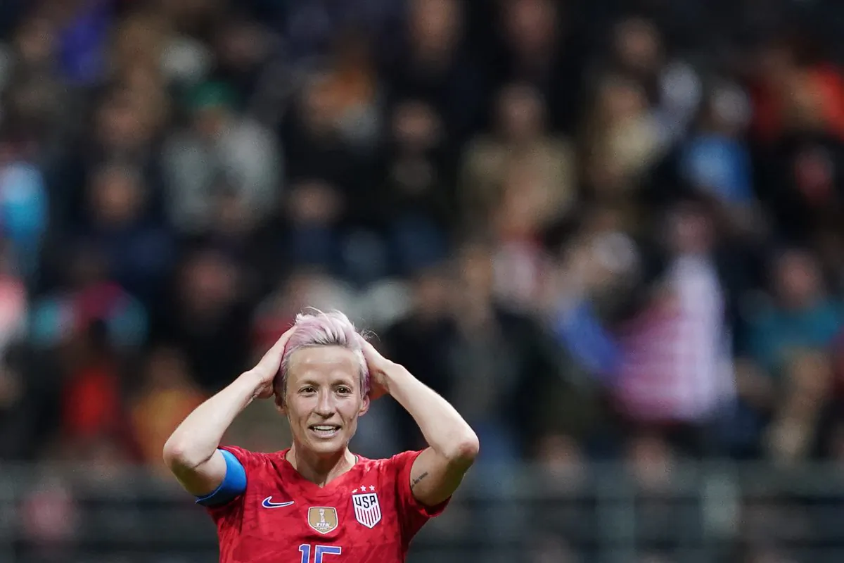 United States' forward Megan Rapinoe reacts  during the France 2019 Women's World Cup Group F football match between USA and Thailand, on June 11, 2019, at the Auguste-Delaune Stadium in Reims, eastern France. (Lionel Bonaventure/AFP/Getty Images)