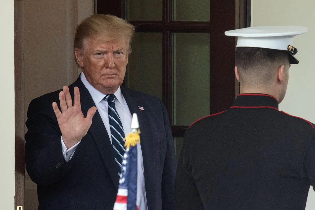 President Donald Trump bids farewell to Canadian Prime Minister Justin Trudeau at the White House in Washington, DC, on June 20, 2019. (NICHOLAS KAMM/AFP/Getty Images)