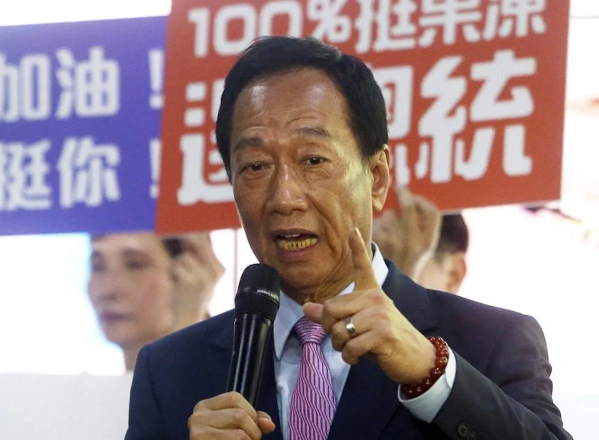 Terry Gou, chairman of Foxconn, the world’s largest contract assembler of consumer electronics, speaks to the media after the company's annual shareholders meeting in New Taipei City, Taiwan on June 21, 2019. Gou said he is stepping down amid speculation he could be planning a presidential run next year. (Chiang Ying-ying/AP)