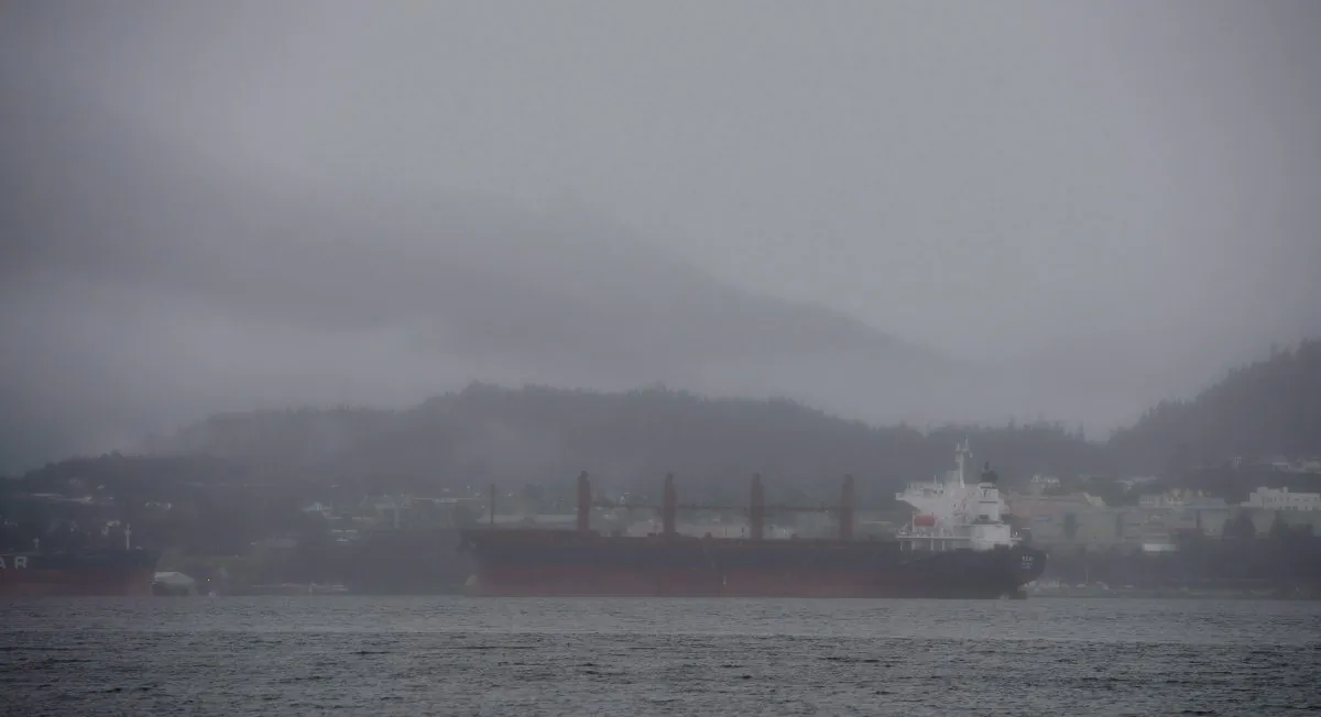In this file photo, a ship is moored in Prince Rupert, B.C. on Dec. 11, 2012. (Jonathan Hayward/The Canadian Press)