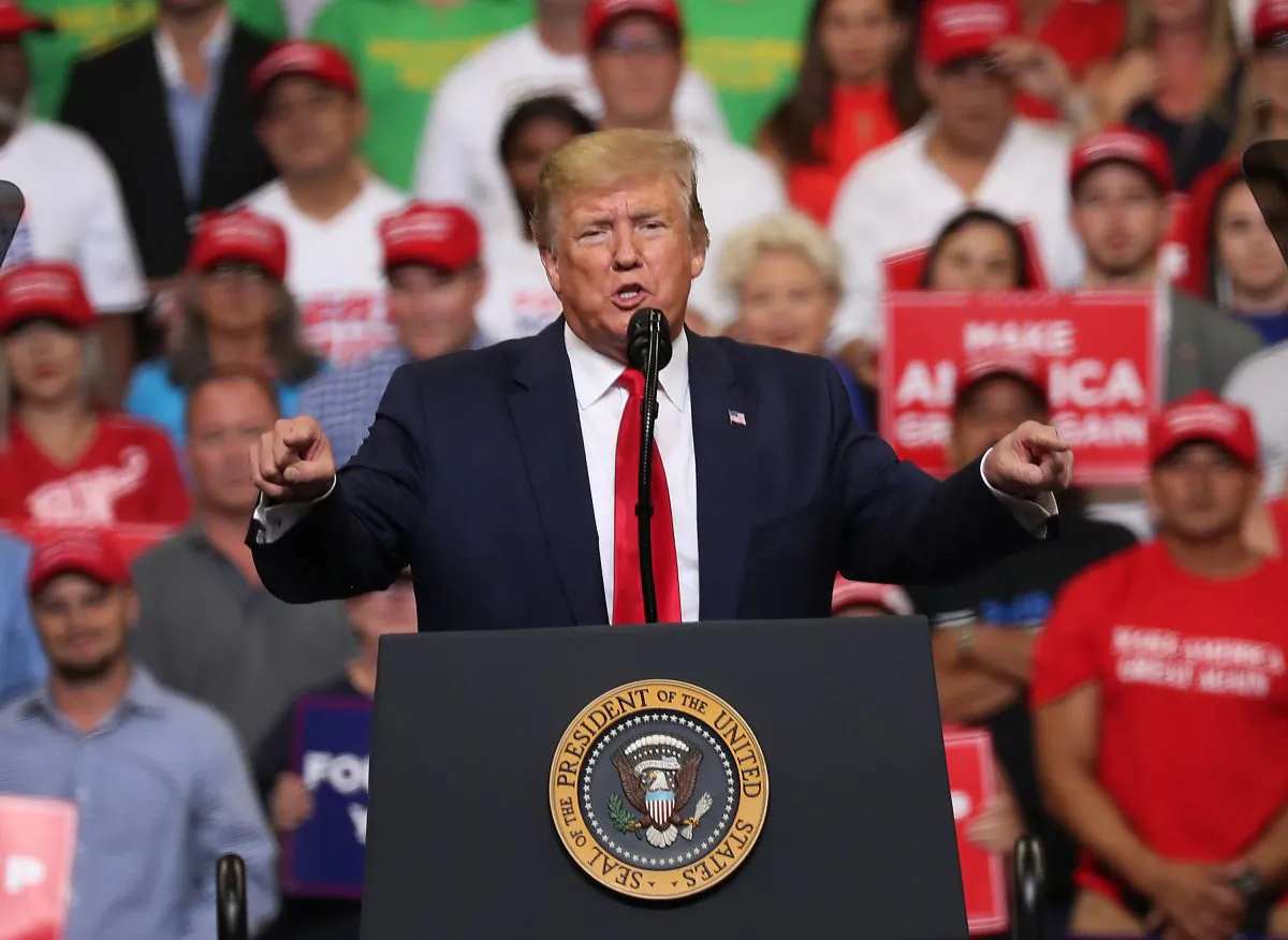 President Donald Trump announces his candidacy for a second presidential term at the Amway Center in Orlando, Florida, on June 18, 2019. (Joe Raedle/Getty Images)