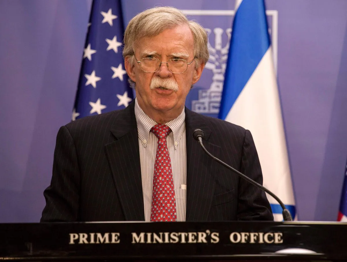 National Security Advisor John Bolton gives a press conference with the Israeli prime minister (unseen) in Jerusalem on June 23, 2019. (TSAFRIR ABAYOV/AFP/Getty Images)
