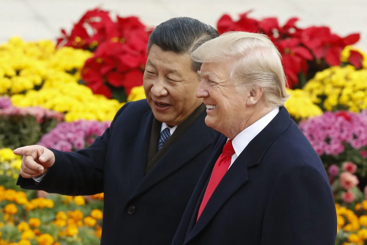 President Donald Trump and Chinese leader Xi Jinping attend a welcoming ceremony in Beijin on Nov. 9, 2017. (Thomas Peter-Pool/Getty Images)