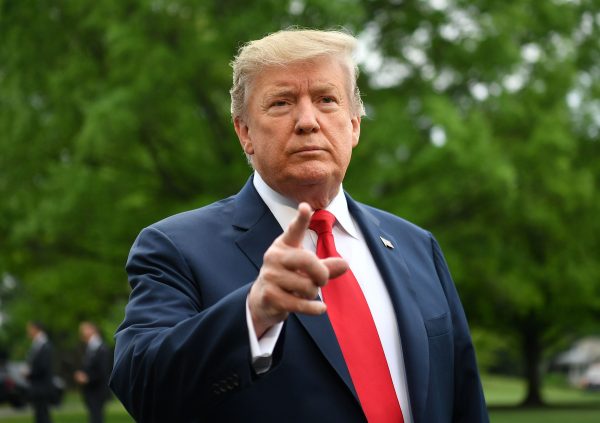 President Donald Trump speaks to reporters