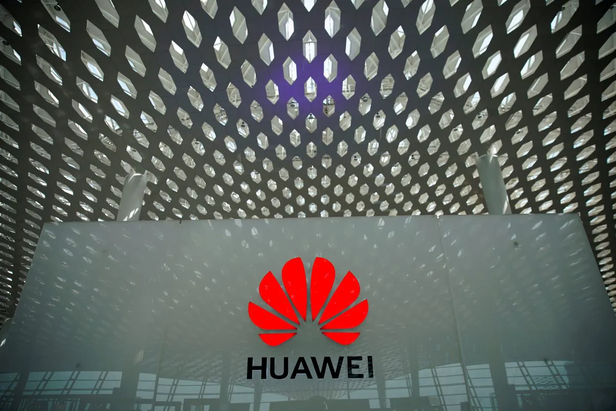 A Huawei company logo at the Shenzhen International Airport in Shenzhen, Guangdong Province, China on June 17, 2019. (Aly Song/Reuters)