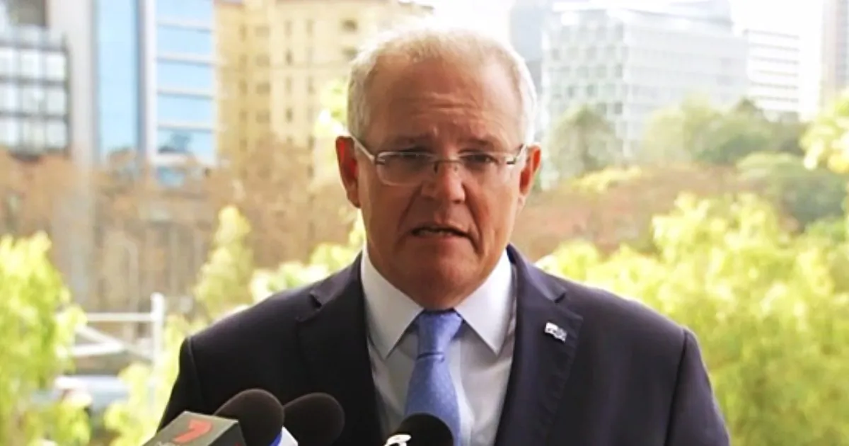 Australian Prime Minister Scott Morrison holds a press conference on June 24, 2019, in Perth, Australia. (Australian Broadcasting Corporation via AP)