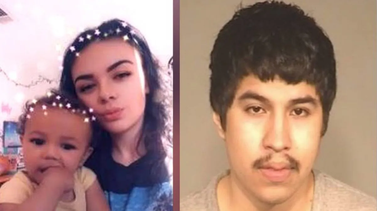 Deziree Menagh (L) is seen holding her 10-month-old daughter Fayth Percy. Marcos Antonio Echartea (R) is accused of shooting the little girl in the head in Fresno, Cali., on June 23, 2019. (Fresno Police Department)