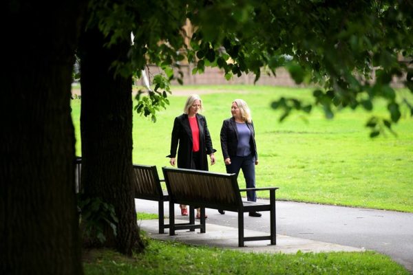 Minister of Environment and Climate Change, Catherine McKenna, accompanied by Liberal MP Mona Fortier as she arrives to make an announcement on how the federal government will allocate a portion of the proceeds collected as a result of carbon pollution pricing during a press conference in Ottawa on June 25, 2019. (Sean Kilpatrick/The Canadian Press)