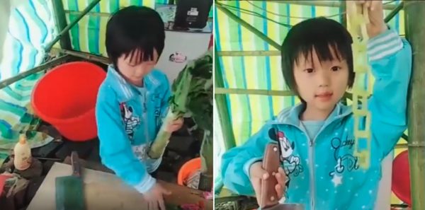 Girl knife skill