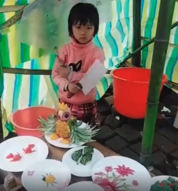 Girl knife skill