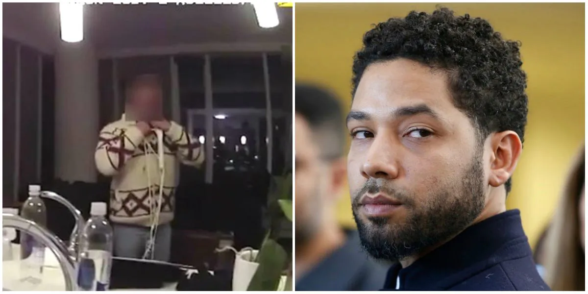 (L) Actor Jussie Smollett being interviewed by Chicago Police on Jan. 29, 2019 (AP) and Smollett after his court appearance on March 26, 2019 in Chicago, IL. (Nuccio DiNuzzo/Getty Images)