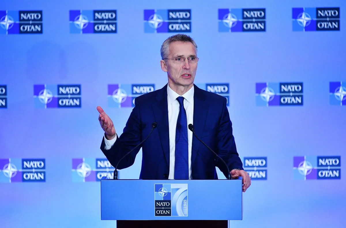 NATO Secretary General Jens Stoltenberg speaks during a press conference during the NATO Foreign Ministers Meeting at the State Department in Washington on April 4, 2019. (Mandel Ngan/AFP/Getty Images)