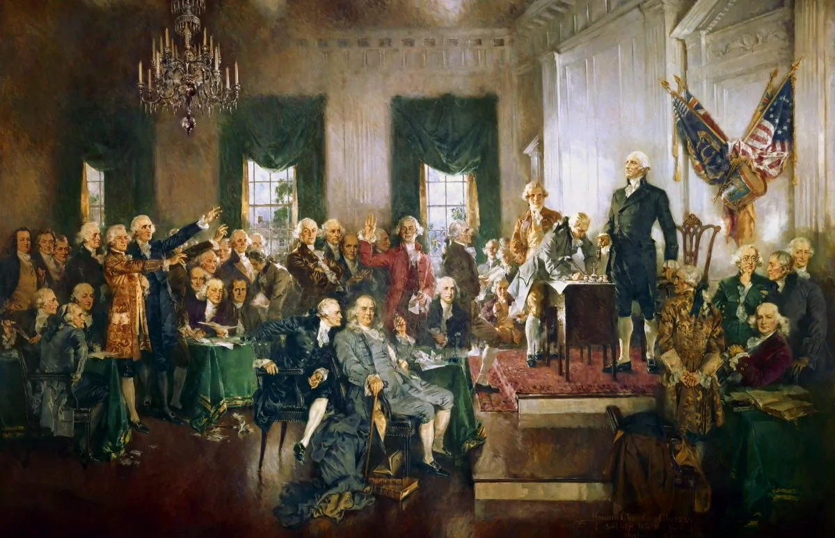"Scene at the Signing of the Constitution of the United States" by
Howard Chandler Christy. (Public domain)