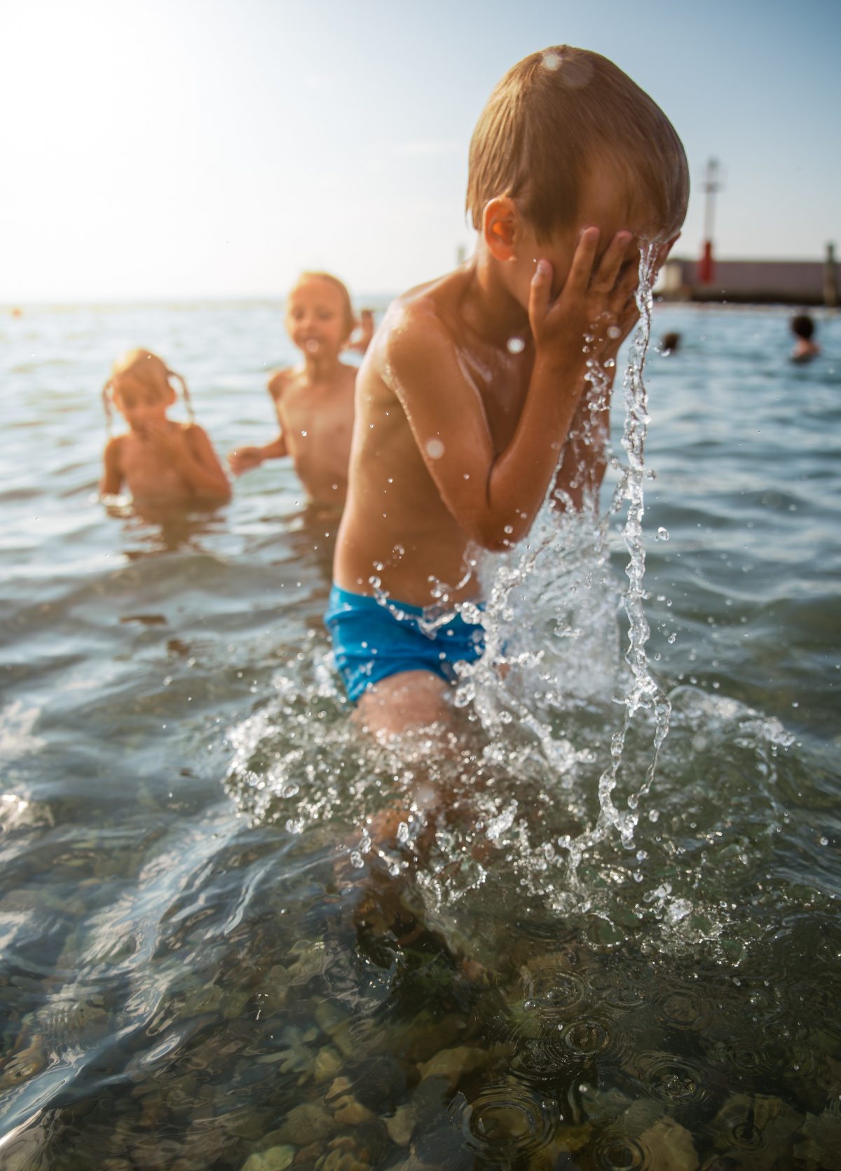 Children playing in water.