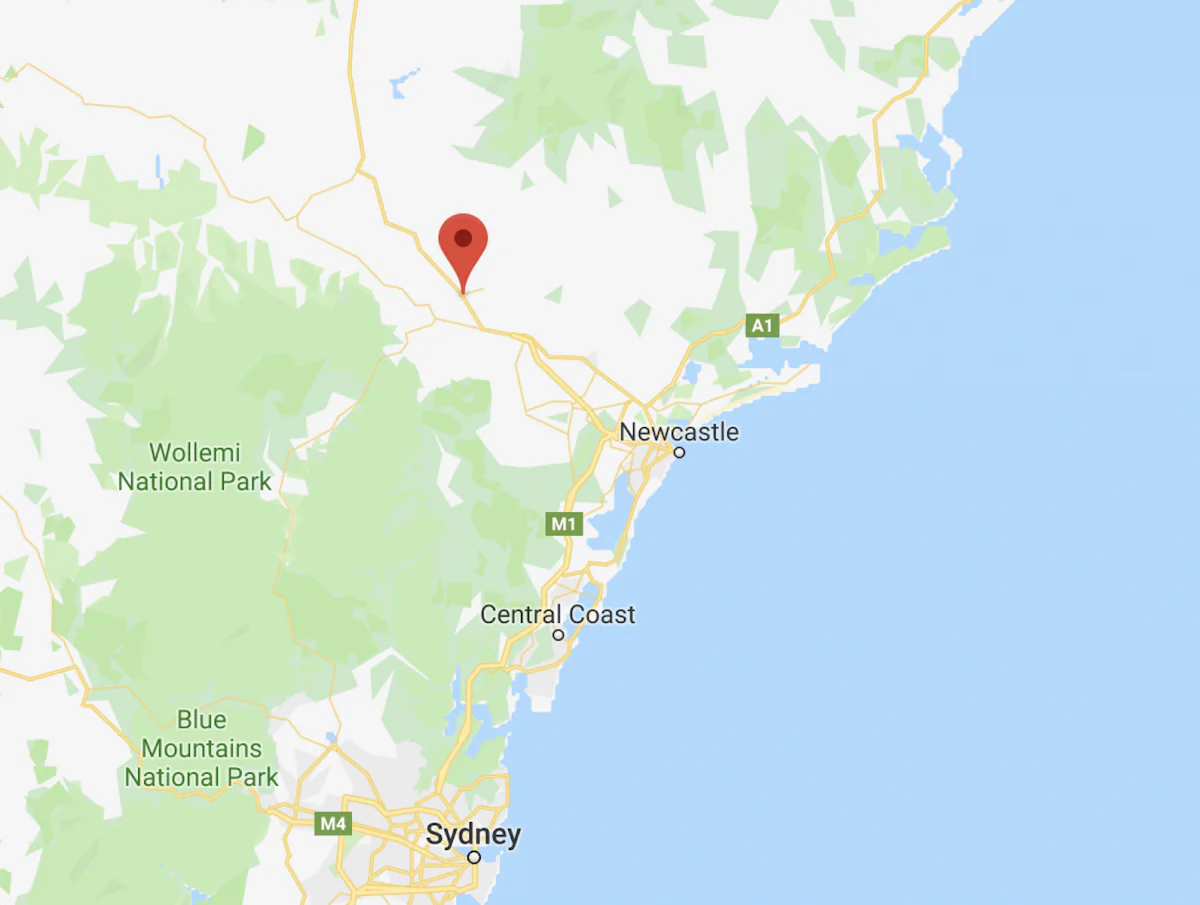 Location of a house fire that killed three children in Singleton, New South Wales, on June 26, 2019. (Screenshot/Google Maps)
