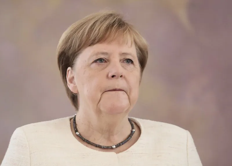 German Chancellor Angela Merkel in Bellevue Castle in Berlin on June 27, 2019. (Kay Nietfeld/dpa via AP)