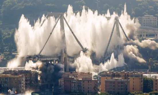 Remaining Parts of Collapsed Italian Bridge Are Demolished