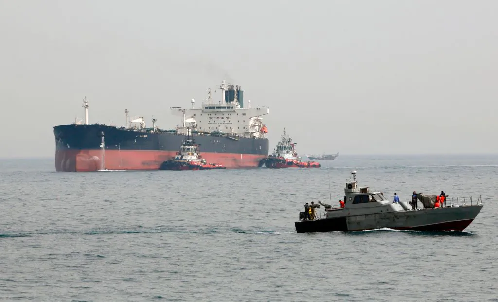An oil tanker in the Khark Island, on the shore of the Gulf on March 12, 2017. (Marcos Moreno/AP Photo)