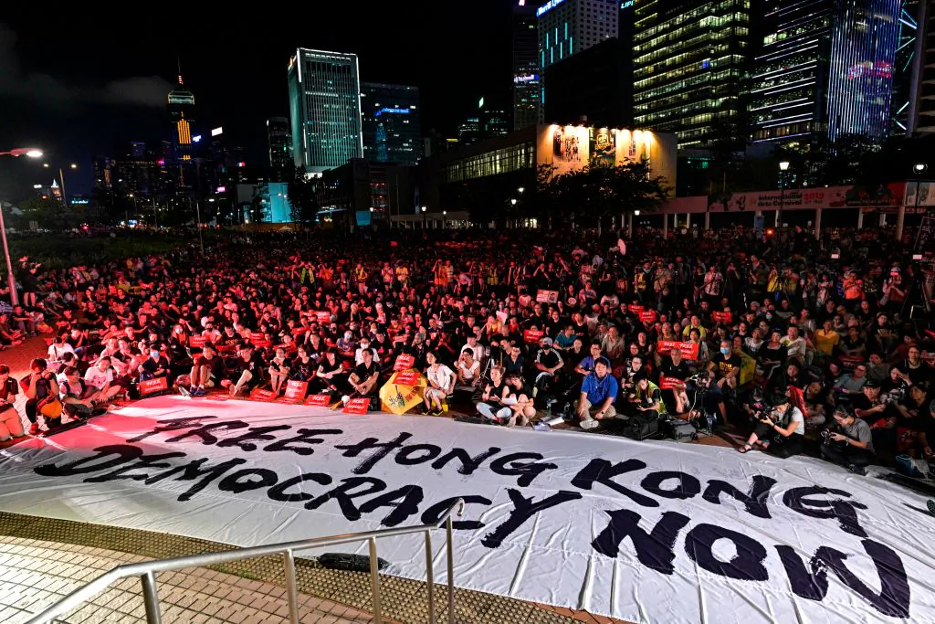 Protesters gather as they rally against a controversial extradition bill in Hong Kong on June 26, 2019. (Anthony Wallace/AFP/Getty Images)